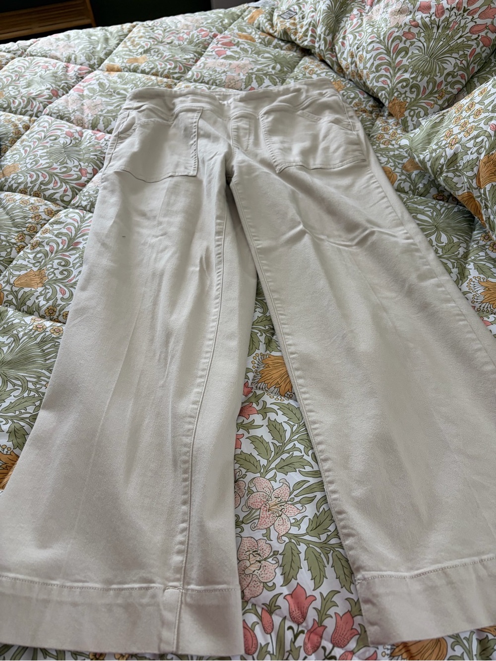 Cream Wide-Leg khaki Pants